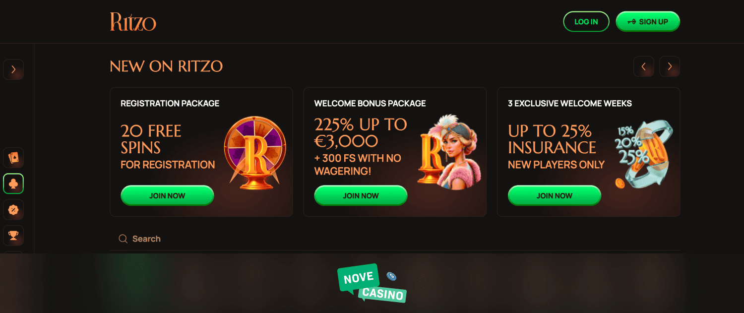 Ritzo Casino domača stran
